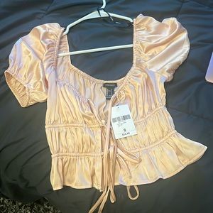 Forever 21 Woven Crop Top Light Pink